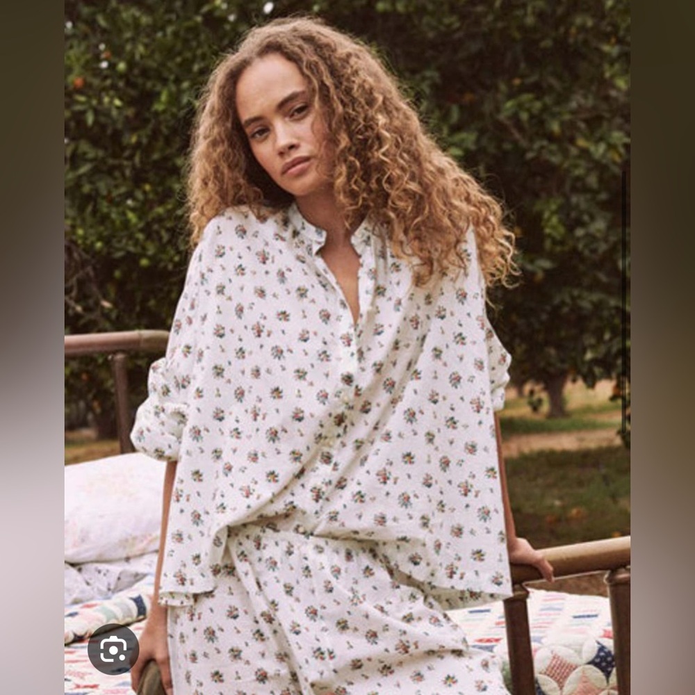 The Great. Sleep Pajama Button Up Sleep Shirt in Posy Floral Size 1 Small